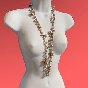 TALBOTS Double Strand Glass Beads Faux Pearls Necklace